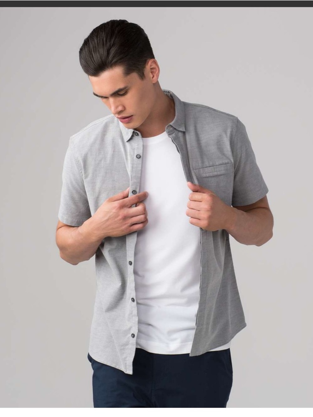 Lululemon men’s On Time Short Sleeve Button Down Shirt in dark Ash size  XL - Picture 13 of 15